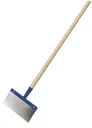 SIEGER-Stoßscharre 300 mm, Federstahlblatt auswechselbar, blau pulverbeschichtet, Buchen-Langstiel 120 cm