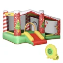 Weihnachten Aufblasbare Hüpfburg für 3 Kinder Springburg mit Gebläse für 3-8 Jahre Rot+Grün 325 x 270 x 175 cm