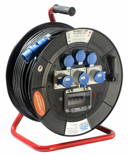 "Profi-Trommel Mammut 460 Version 5, 80m, 3 Steckdosen 230V, 3-CEE Steckdosen, mit Trage- und Fußgestell image"
