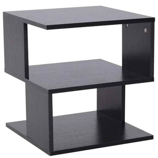 "Beistelltisch Betttisch mit modernes Design, Spanplatte, Schwarz, 40x40x43 cm image"