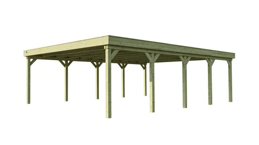 "Doppelcarport 609 Gr. 2, 600 x 812 x 240 cm, kesseldruckimprägniert mit Trapezblech-Dach image"