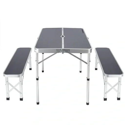 "Campingbank 3 Stück grau Aluminium klappbar image"
