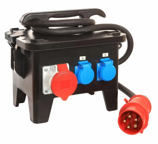 "Baustellenstromverteiler M5 Anschluss CEE 400V, 32A, 3 Steckdosen 230V, 1+2 CEE-Steckdosen 400V image"