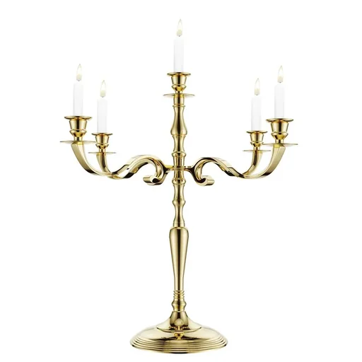 "Kerzenleuchter gold glänzend aus Aluminium 60cm 5-armig image"