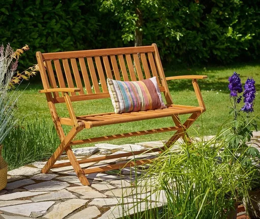 "Gartenbank aus Eukalyptusholz 120x55x90cm FSC-zertifiziert klappbar image"