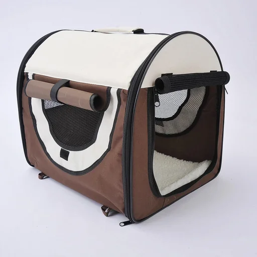 "Hundetransportbox faltbar 61x46x51 cm kaffeebraun-creme image"