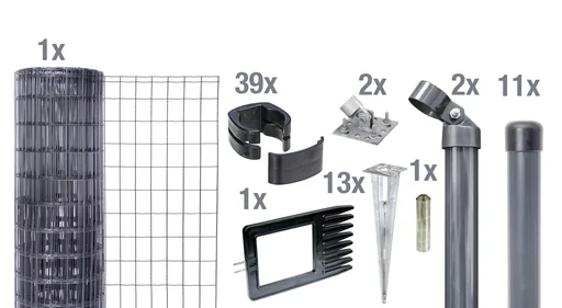 "Fix-Clip Pro als Zaun-Komplettset, mit Einschlagbodenhülse, anthrazit, Höhe 102 cm, Länge 25 m image"