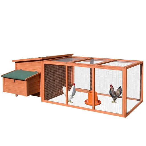 "Hühnerstall Hühnerhaus Geflügelstall Kleintierkäfig mit Nistkasten Eierkiste mit 2 Fächern, Tanne, Draht, Asphalt, 223,5 image"