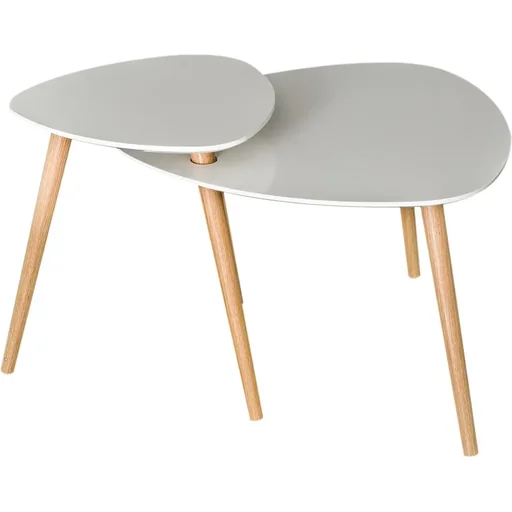 "Couchtisch Beistelltisch Sofatisch Telefontisch Kaffeetisch Holz Weiß + Natur 75,5 x 59,5 x 45,5 cm image"