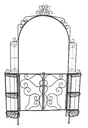 Rosenbogen "Laki" mit Pforte und Eckregalen
