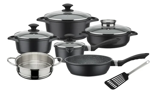"Kochtopf-Set "Gourmet Granit", Aluminium-Guss, 10-teilig image"