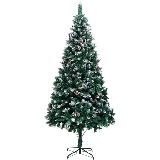 "Künstlicher Weihnachtsbaum mit Tannenzapfen und weißem Schnee 240 cm image"