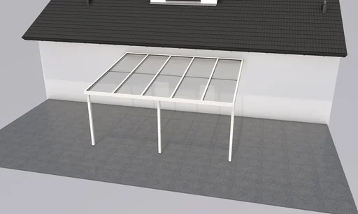 "Terrassendach Premium, weiß, 5100 x 4060 mm - Polycarbonat Stegplatten 16 mm, weiß gestreift image"