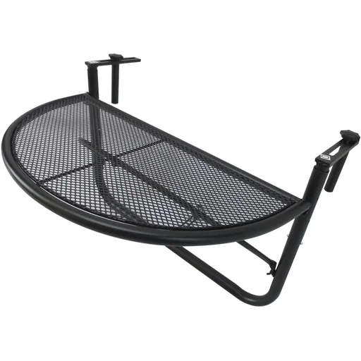 "Balkonhängetisch Hängetisch höhenverstellbar halbrund Ø30 cm Terrasse Metall Schwarz L60 x B45 x H50 cm image"