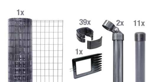 "Fix-Clip Pro als Zaun-Komplettset, zum Einbetonieren, anthrazit, Höhe 153 cm, Länge 25 m image"