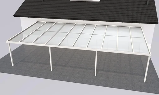 "Terrassendach Premium, weiß, 10140 x 5060 mm - Polycarbonat Stegplatten 16 mm, klar image"