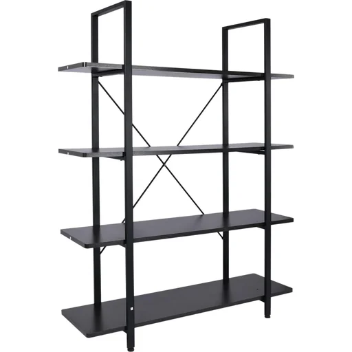 "Standregal Aktenregal Bücherregal Holzregal Lagerregal 4 x Fach Schwarz 105 x 33,8 x 138 cm image"