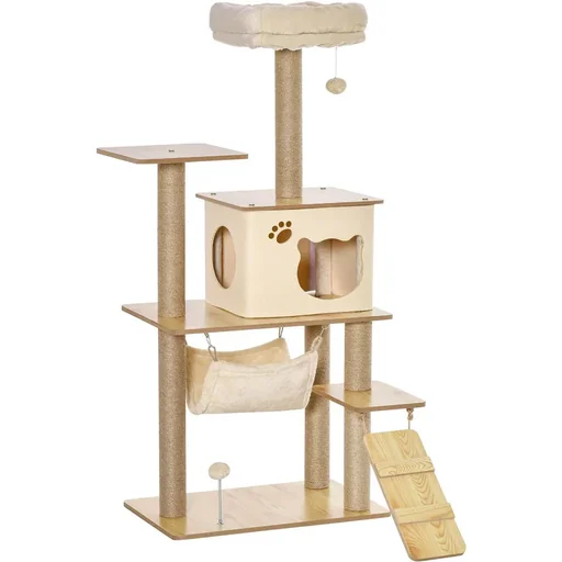 "Spielplattform für Katzen - mit Kratzbaum, Haus, Handmatte - 60 x 40 x 130 cm image"