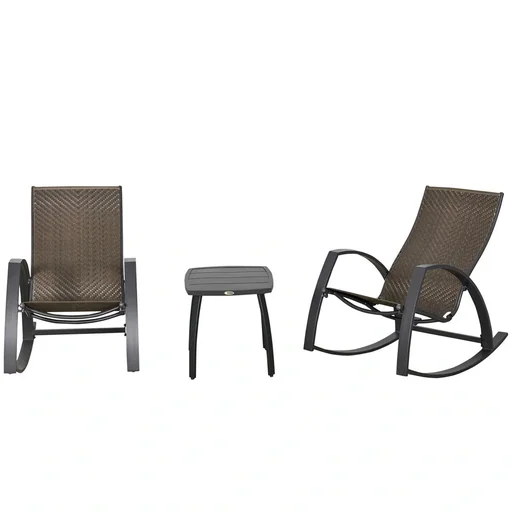 "Rattan-Schaukelstuhl Bistroset 3 teilige 2 Stühle 1 Tisch Aluminium Komfort UV-Beständig für Gärten Terrassen Pools pati image"