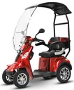 E-Scooter rot - 4 Räder - 25 km/h - mit Dach - Seniorenmobil