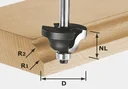Doppelradienfräser HW D38,1 / R6,35 / R6,35 KL