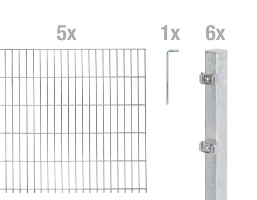 "Doppelstabmattenzaun Komplettset, feuerverzinkt, Höhe 120 cm, Länge 10 m image"