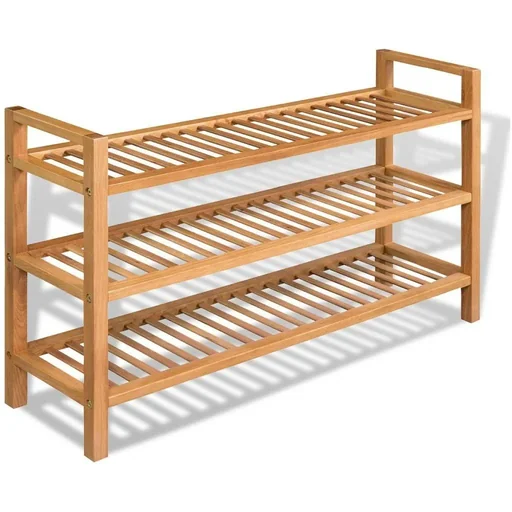 "Schuhregal mit 3 Fachböden 100x27x59,5 cm Eiche massiv image"