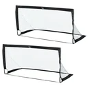 Fußballtore, Fußballnetz, 2er Set Minitore, Faltbar, Stahl, Tetrolon, Schwarz, 186 x 90 x 89 cm