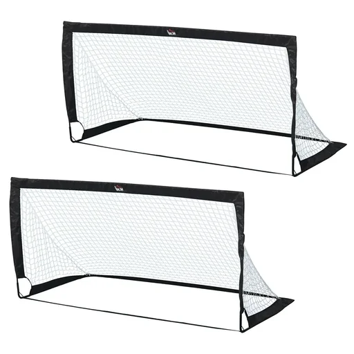 "Fußballtore, Fußballnetz, 2er Set Minitore, Faltbar, Stahl, Tetrolon, Schwarz, 186 x 90 x 89 cm image"