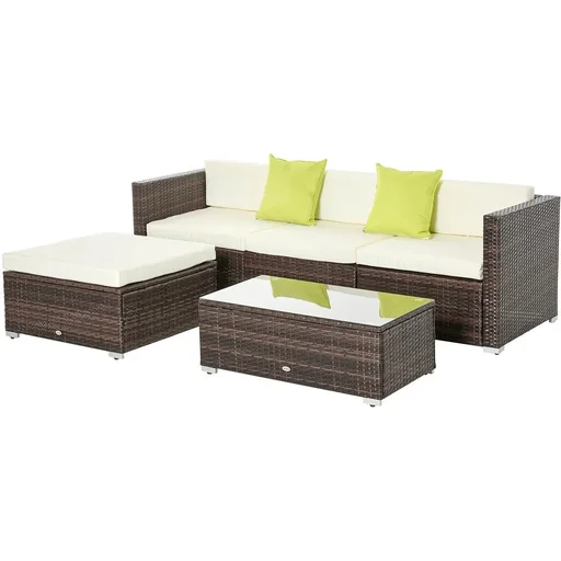 "Gartenmöbel Lounge Set 5-teilig mit Beistelltisch Rattanlook image"