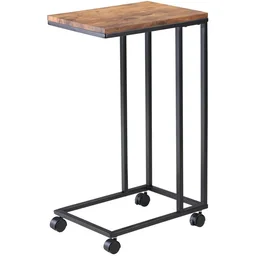 Side table - on wheels - Industrial - 70 x 40 x 30 cm - Black/Brown