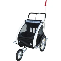 2 in1 Kinderfahrradanhänger / Jogger weiß-schwarz
