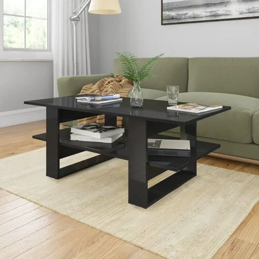 "Couchtisch 110x55x42 cm Hochglanz schwarz Spanplatte image"