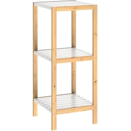 Badezimmerschrank - Bambus - 3 Einlegeböden - 80 x 34 x 33cm - Weiß