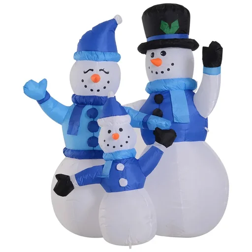 "LED Schneemannfamilie aufblasbar weiß/blau image"