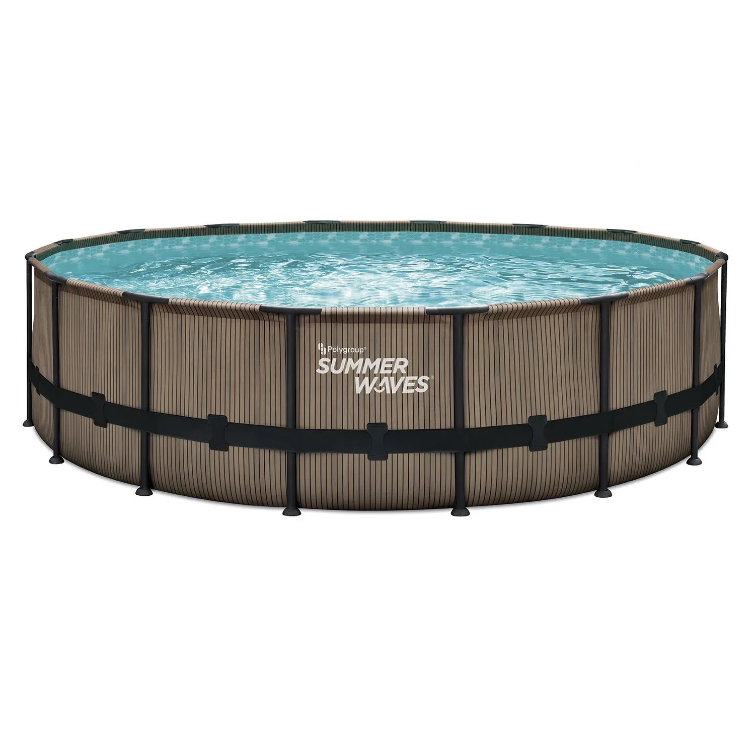 "Summer Waves Elite Frame Pool Ø488 x 122 cm, Teak-Optik image"