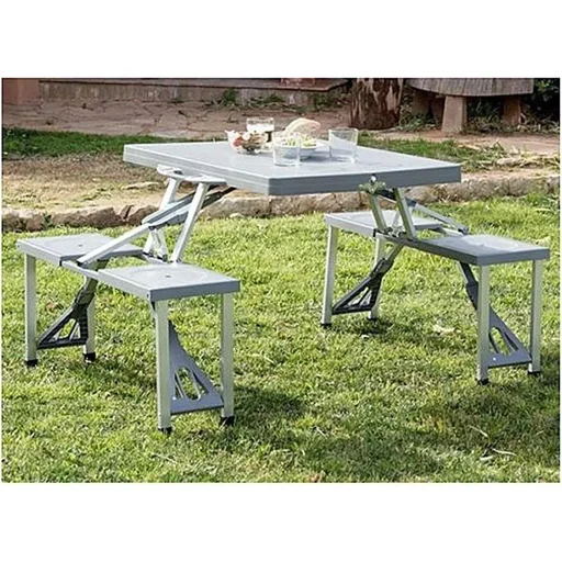 "Zusammenklappbarer Picknicktisch - 84cm x 66cm x 134cm - Grau image"