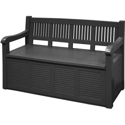 "NL Pro Gartenbank mit Aufbewahrungsbox / Kissenaufbewahrungsbank -130x60x85cm -Schwarz image"
