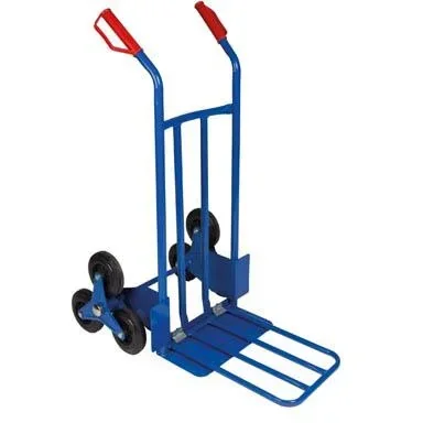 "Klappbarer Stahl-Treppensteiger mit ergonomischen Griffen, 6-Rad-Gummisystem für den Transport schwerer Lasten bis 150 kg, robuster Handwagen für Zuhause, Werkstatt oder Treppen, blau image"