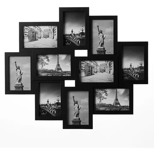 "Fotorahmen Collage schwarz für 10 Fotos (10x15) - HxB 59x50cm image"