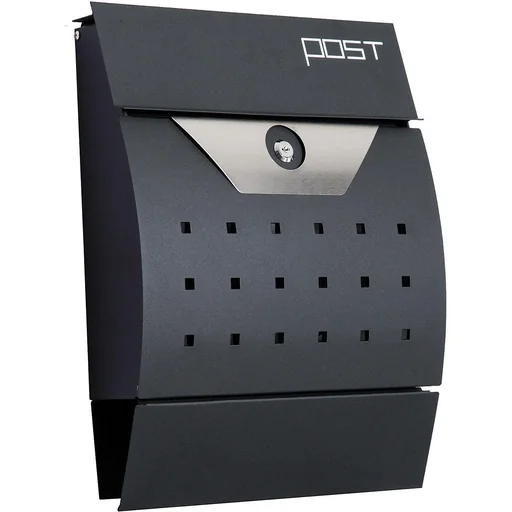 "Briefkasten Postkasten mit Zeitungsfach abschließbar 2 Schlüssel Stahl Schwarz image"
