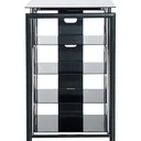 HiFi Rack Mediaständer 3 Fächer Metall Hartglas Schwarz