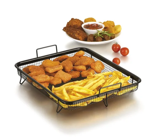 "Heißluft-Grillkorb, XXL, antihaftbeschichtet, Schwarz, 33 x 28 x 5 cm image"