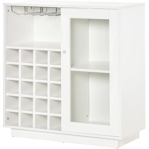 "Weinschrank mit Glasvitrine und Weinglashalter Weiß image"