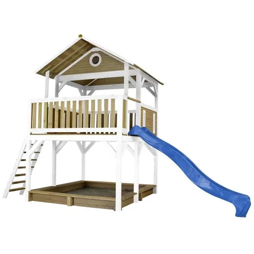 "Simba Spielturm Braun/Weiß - Blaue Rutsche image"