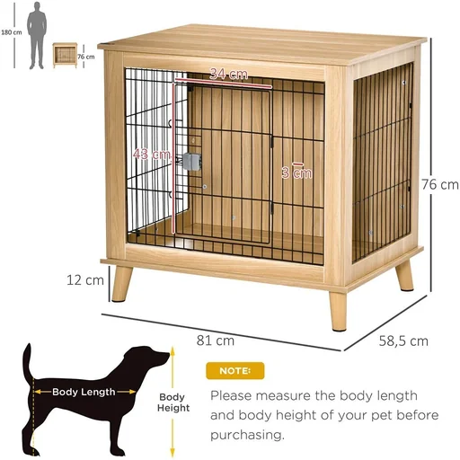 "Hundekäfig aus Holz mit Tischoberfläche erhöhtes Design Hundebox für mittelgroße Hunde innen Zuhause Tierkäfig Haustier image"