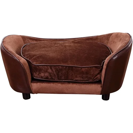 "Hundematte Hundebett Hundesofa mit Kissen Rückentasche Kaffeebraun image"