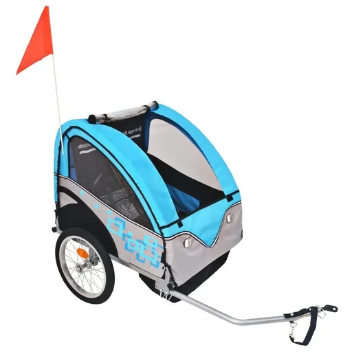 "Kinderfahrradanhänger 30 kg grau und blau image"
