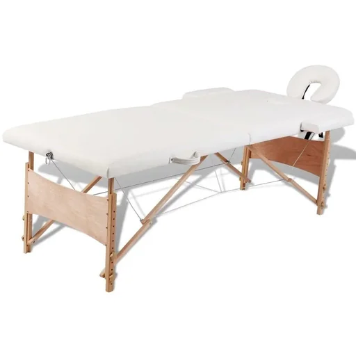"Klappbare Massageliege 2 Zonen mit Holzrahmen (creme) image"