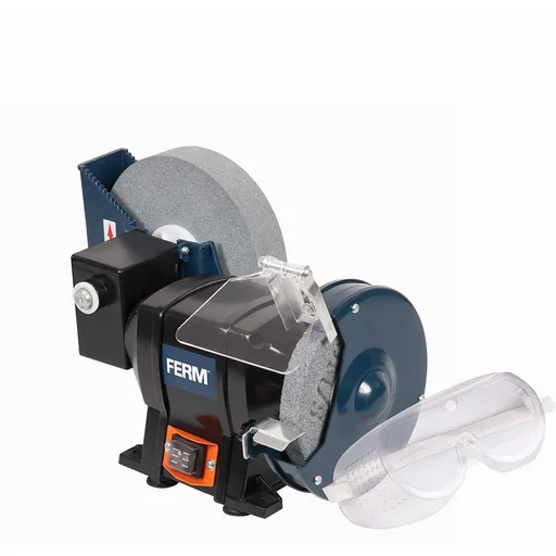 "BGM1021 Doppelschleifmaschine 250W - 150mm - Nass und Trocken - Montierbar - Incl. 2 Schleifsteine (P80, P36), Schutzbr image"